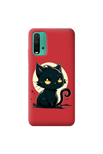 Other Xiaomi Poco M3 Black Cat Red Colored Silicone TPU Θήκη