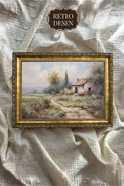 Retro Çerçeveli Vintage Tablo, Doğa Manzara Tablosu, Sanatsal Baskı, Duvar De...