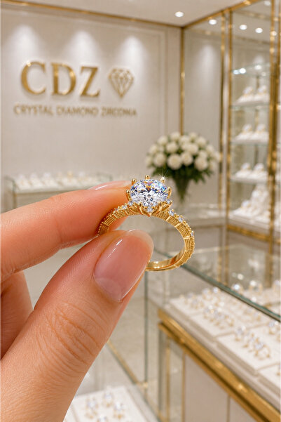 Crystal Diamond Zirconia Işıklı kutuda, kaliteli , kararmaz, 1.75 karat lotus...