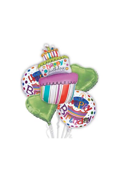 MP Mirific Party Set de 5 baloane metalice, La mulți ani, multicolor