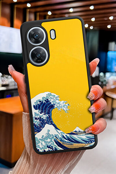 POCO XIAOMİ X7 Pro Uyumlu Kanagawa Dalgası Desenli Parlak Baskılı Kamera Koru...