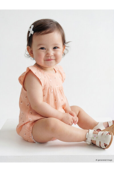 LC Waikiki Crew Neck Floral Printed Baby Girl Jumpsuit