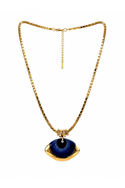Sense of Atelier Zareya Hematite Stone Evil Eye Necklace-Navy Blue