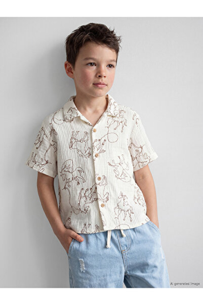 LC Waikiki Vizyon New Season Palm Tree Printed Boys' Shirt