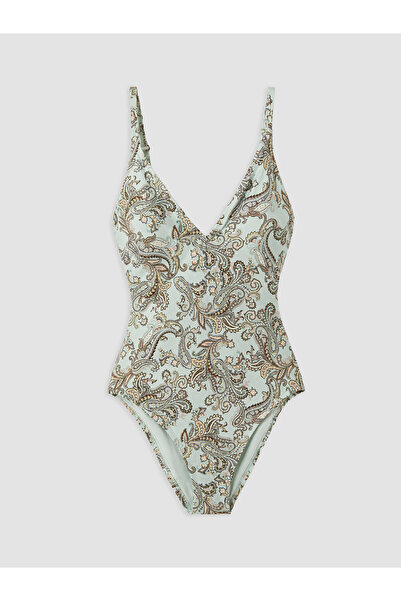 LC Waikiki Özmarka New Season V-Neck Patterned Women's Swimsuit