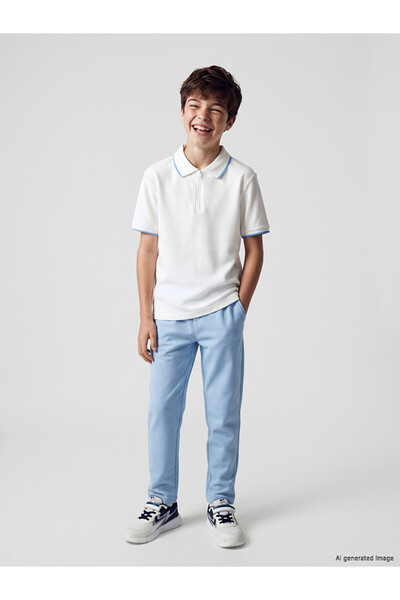 LC Waikiki Lcw Kids Blue Elastic Waist Pleated Boys' Trousers