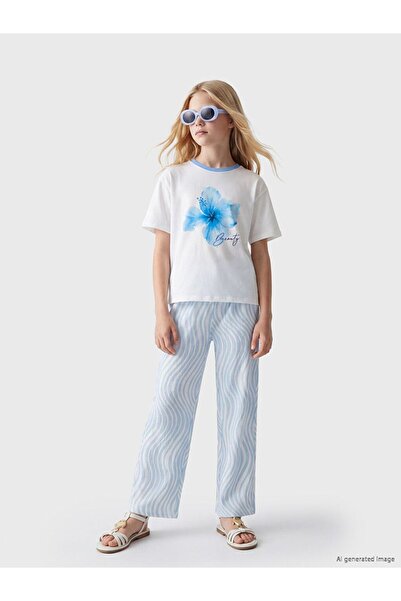 LC Waikiki Patterned Wide Leg Girl's Trousers