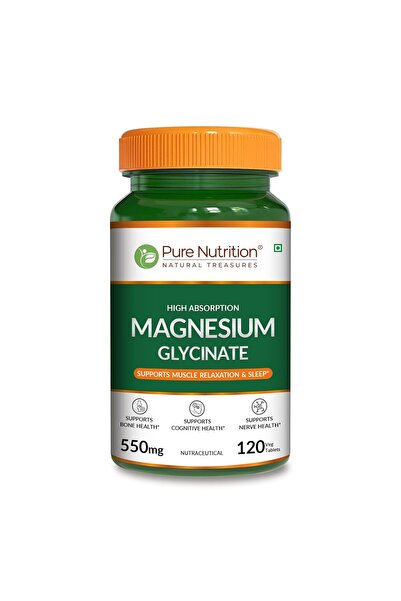 Pure Nutrition Magnesium Glycinate 550mg - 120 Tablets | High Absorption Magn...