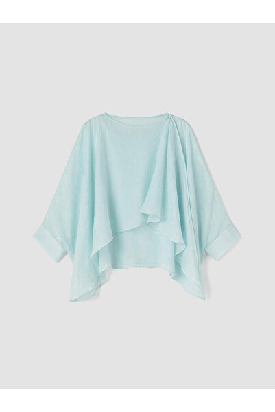 LC Waikiki Peak New Season Boat Neck Ruffled Asymmetrical Cut Blouse