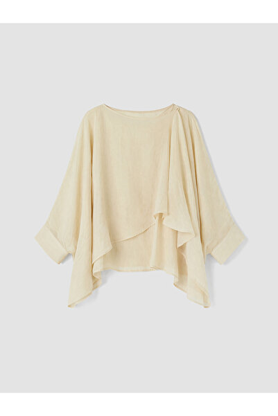 LC Waikiki Peak New Season Boat Neck Ruffled Asymmetrical Cut Blouse