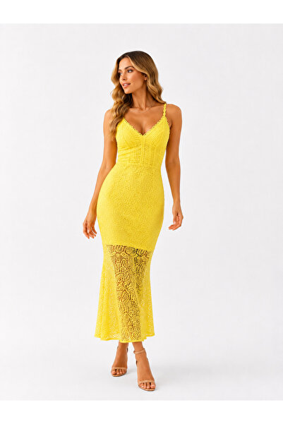 Rabona Fashion Elise Lace Guipure Midi Dress