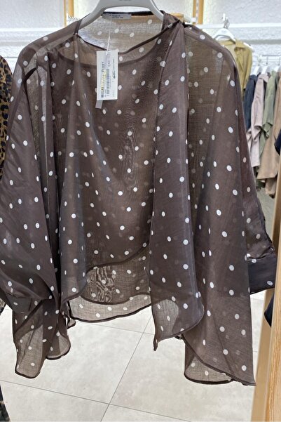 Suziş Polka Dot Ecru Flying Cape Bluse 5088