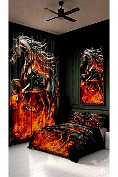 Elmas Dizayn 240*280 cm Double Wing 2 Pieces Background Curtain and 240*260 c...