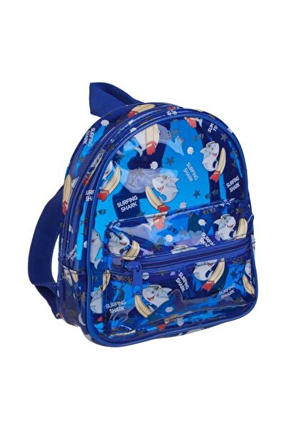 OEM Rucsac transparent albastru cu rechin, 18x6x21 cm – mini rucsac de vară p...