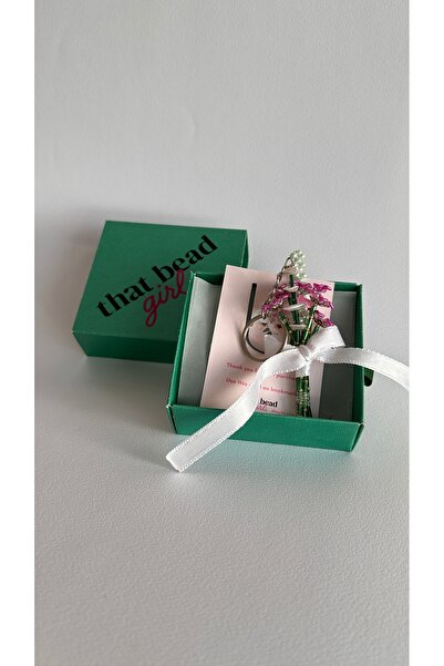 That Handmade Girl Mor Sakura Buket Anahtarlık Boncuk El Yapımı Çiçek Çanta A...