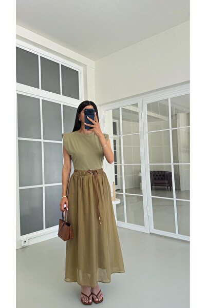 GAUS CO Yeşil TWST Model Kemerli Elbise GAUS-01697