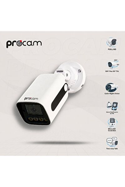 Procam 2MP Full HD Bullet Güvenlik Kamerası 355° Dönebilen Solar Destekli Ren...