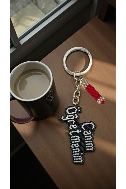 SEARD Miyuki Beads Handmade My Dear Teacher and Red Pen Keychain/Bag Ornament