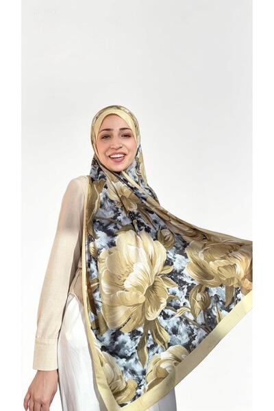 Lunara Bambu Crush Lale Desenli İpek Şal