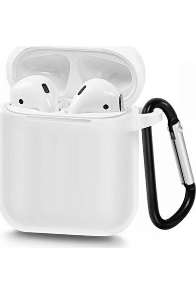 OEM Θήκη σιλικόνης με γάντζο σε λευκό χρώμα για Apple AirPods 1 / AirPods 2