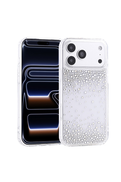 Nezih Case iPhone 17 Pro Max Uyumlu Parlak Damla Diamond Şık Taşlı Silikon Kılıf