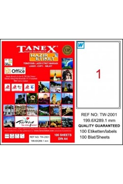 Tanex Label 199,6X289,1Mm Plain Tw-2001 A4 100 Sheets