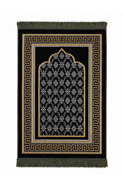 Keremzade Anadolu - Yeşil & Gold Makine Dokuma Kadife Seccade Namazlık 70x110 cm