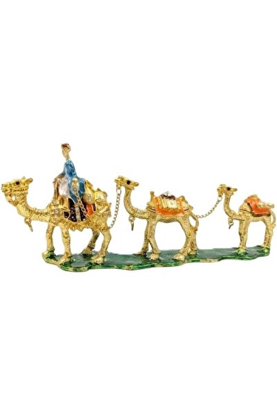 ZARORA Decorative Camel Caravan Figurine, Gold Enamel, Trinket Box, Jewelled ...