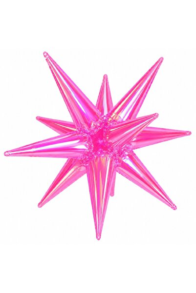 Bkmc 22 İnç Holografik 3D Kutup Yıldız Folyo Balon Neon (Renk) Parti Süsü Helyum Uyumlu 56 cm