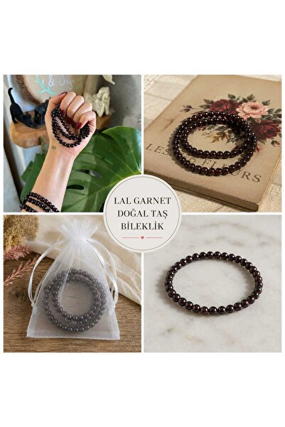 best bioenerji taş terapi Lan Garnet (Lal Garnet) Natural Stone Bracelet 8 mm...