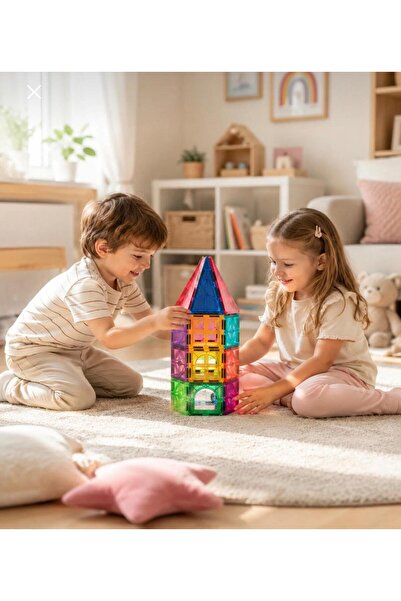 Kitchen Time Manyetik Yapı Blokları – Çocuklar İçin Renkli 3 Boyutlu 72 Parça...