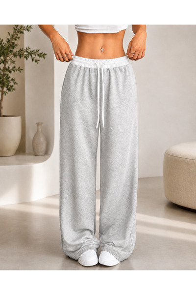 De Carte Women's White Belt Stylish Clothing Comfortable Fit Casual Sweatpants
