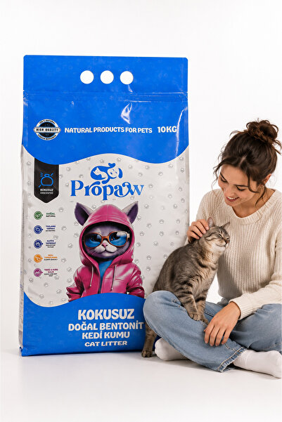 propaw Kokusuz Bentonit Kedi Kumu Topaklanan Doğal Tozsuz 10 kg