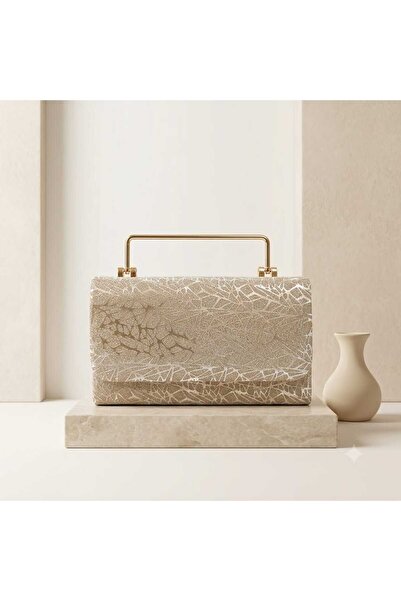 ZİVORA Women's Silvery Evening Dress Bag Broken Glass Patterned Metal Handle ...