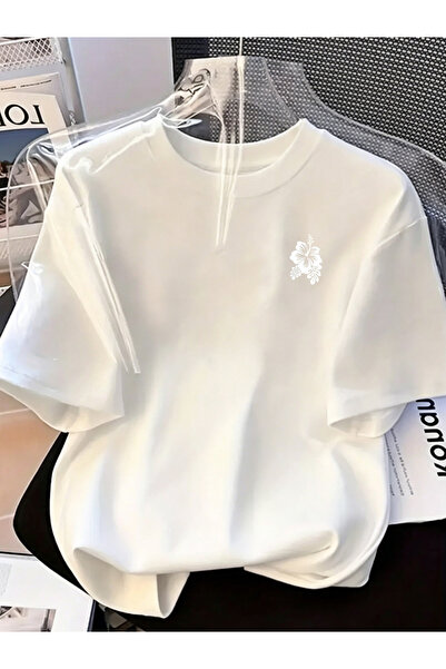 2mcup Summer High-End Minimalist Style Round-Neck Short-Sleeve T-Shirt with S...