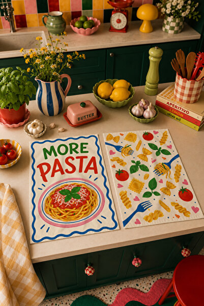 milroma More Pasta Pasta and Colorful Vegetable Patterned Modern Kitchen Deco...