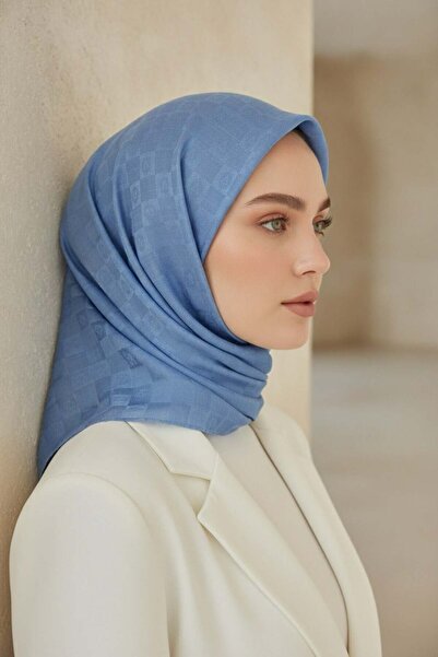 Vissona %57 İpek %43 Pamuk Jakarlı Monogram Eşarp 92X92