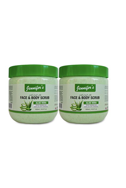 Jennifer's Face & Body Scrub Aloe Vera 500ml-Pack of 2 | Hydrating Exfoliatin...