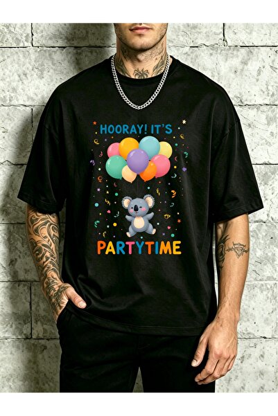 212Wear Cute Koala with Balloons Text Design Men Round Neck T Shirt Loose Fit...