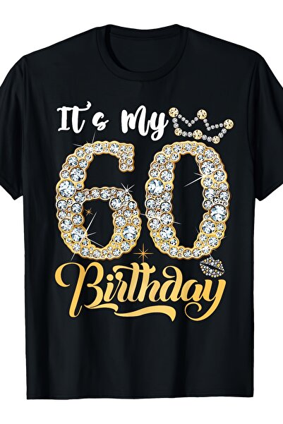 BASEPULSE Women's 60th Queen T-Shirt - Retro Crown & Number 60, Round Neck Re...