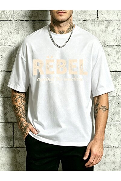 212Wear Rebel Against The Machine Graphic Print Men'S Crewneck T-Shirt Loose ...