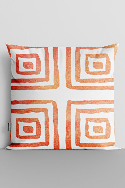 TicaretJet Red Squares Double-Sided Digital Printed Throw Pillow Cover - 2526