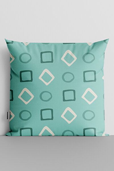 TicaretJet Colorful Geometric Shapes Double Sided Digital Printed Throw Pillo...