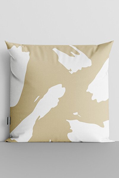 TicaretJet White Shapes Double Sided Digital Printed Pillow Throw Pillow Cove...