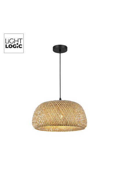 LightLogic Lampă suspendată bambus E27, stil boho, 38cm, interior