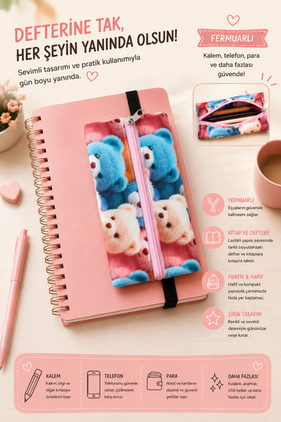 ŞİRİN İŞLER SHOP Desenli Lastikli Defter Kitap Kalemliği | Kitap Ajanda Telef...