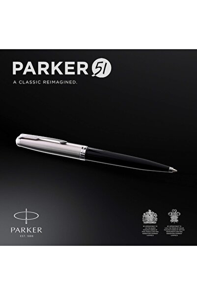 Parker قلم حبر جاف أصلي 51 برأس متوسط، تصميم غطاء مدمج، مطلي بالبلاديوم الأسو...