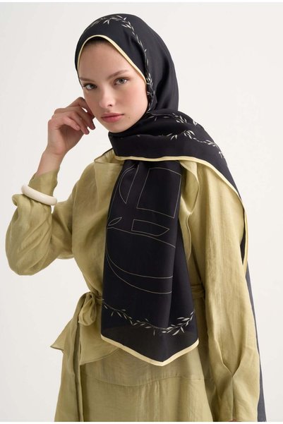 carell Leaf Floş Shawl Black