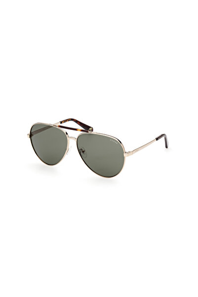 Guess نظارات شمسية معدنية للجنسين بلون ذهبي باهت لامع UV400