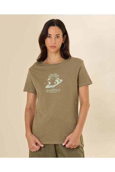 REDTAG Women's Olive Graphic T-Shirt